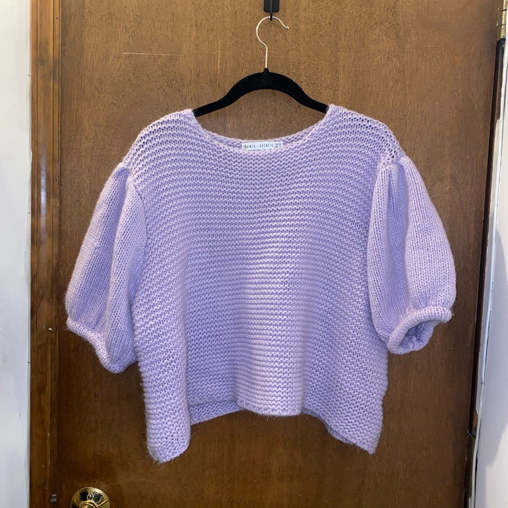 Selfie Leslie Lilac Short Sleeve Sweater